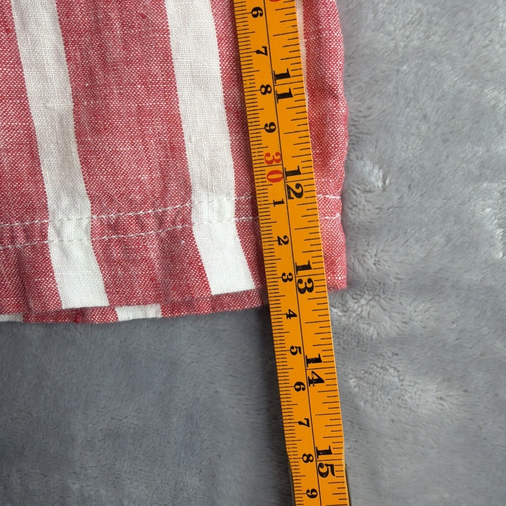 Nicole Miller New York Womens M Red White Stripe 100% Linen Shorts High Rise - Picture 8 of 9
